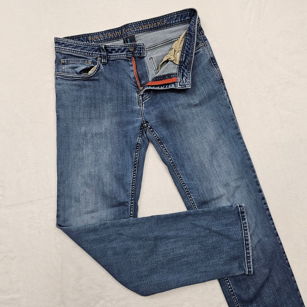 Prana Breathe Jeans Mens 34x32 Blue Slim Fit Organic Cotton Stretch Minimalist